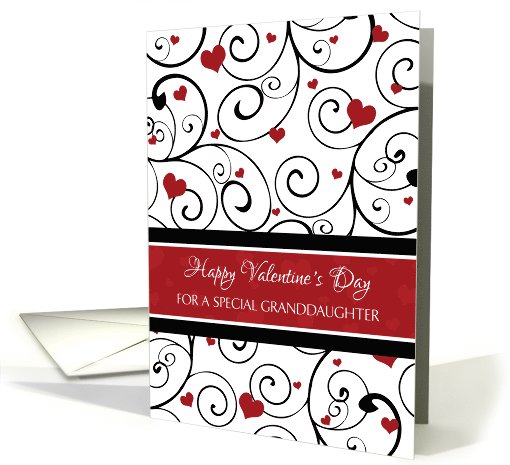 Happy Valentine's Day for Granddaughter - Red White Hearts card