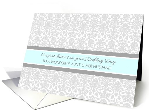 Congratulations Aunt Wedding Day - Blue Gray Damask card (1035361)