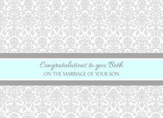 Wedding Day Congratulations Parents of the Groom - Gray Blue Damask