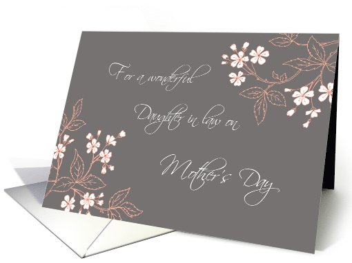 Daughter in Law Happy Mother's Day Card - Coral White Grey Floral card