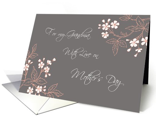 Grandma Happy Mother's Day Card - Coral White Grey Floral card