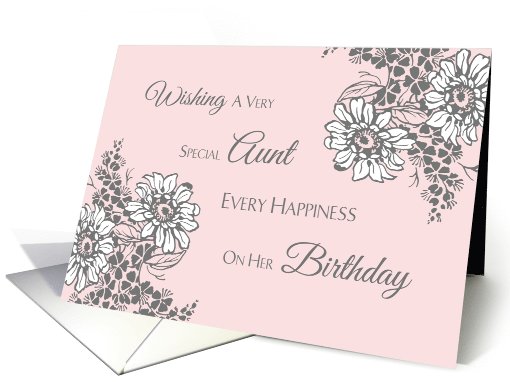 Aunt Happy Birthday Card - Pink Grey Floral card (1069419)