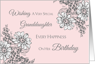 Granddaughter Happy Birthday Card - Pink Grey Floral card