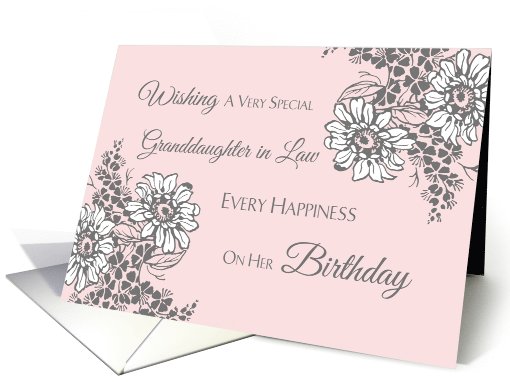 Granddaughter in Law Happy Birthday Card - Pink Grey Floral card
