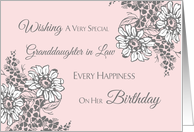 Granddaughter in Law Happy Birthday Card - Pink Grey Floral card