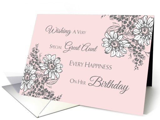 Great Aunt Happy Birthday Card - Pink Grey Floral card (1069447)