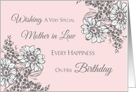 Mother in Law Happy Birthday Card - Pink Grey Floral card