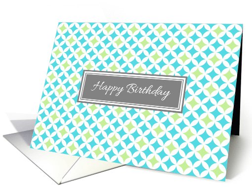 Happy Birthday Card - Aqua Lime Geometric Pattern card (1069791)