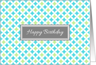 Business Happy Birthday Card - Aqua Lime Geometric Pattern card