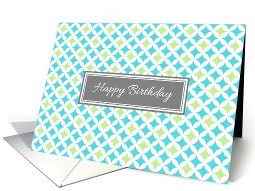 Employee Happy Birthday Card - Aqua Lime Geometric Pattern card