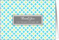 Baby Shower Gift Thank You Card - Aqua Lime Geometric Pattern card