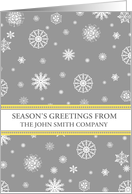 Business Custom Christmas Card - Yellow Grey Snowflakes card