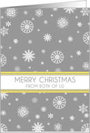 From Couple Merry Christmas Card - Yellow Grey Snowflakes card