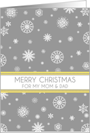 Parents Merry Christmas Card - Yellow Grey Snow card