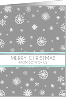 Merry Christmas from Couple Card - Aqua Grey Snowflakes card