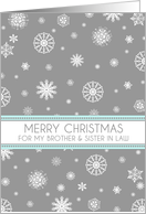Brother & Sister in Law Merry Christmas Card - Aqua Grey Snowflakes card