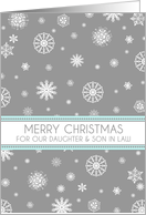 Our Daughter & Son in Law Merry Christmas Card - Aqua Grey Snowflakes card