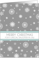 Daughter in Law Merry Christmas Card - Aqua Grey Snowflakes card