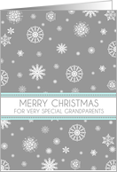 Grandparents Merry Christmas Card - Aqua Grey Snowflakes card
