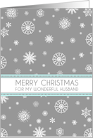 Husband Merry Christmas Card - Aqua Grey Snowflakes card