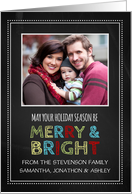 Photo Merry & Bright Christmas Card - Colorful Chalkboard card