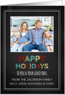 Photo Happy Holidays Card - Colorful Chalkboard card