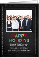 Photo Corporate Happy Holidays Card - Colorful Chalkboard card