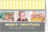 3 Photo Merry Christmas Dad Card - Grey Yellow Chevron card