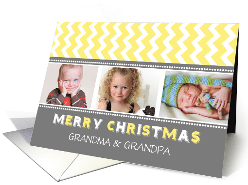 3 Photo Merry Christmas Grandpa Grandma Card - Grey... (1149990)