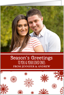 Photo Season’s Greetings Card - Red White Snowflakes card