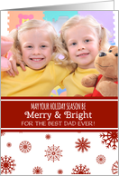 Photo Christmas for Dad Card - Red White Snowflakes card