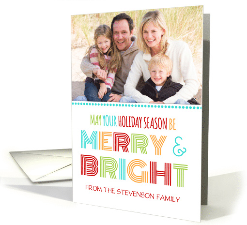 Photo Merry & Bright Christmas Card - Colorful Modern card (1152004)