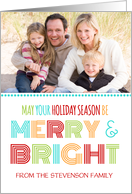 Photo Merry & Bright Christmas Card - Colorful Modern card