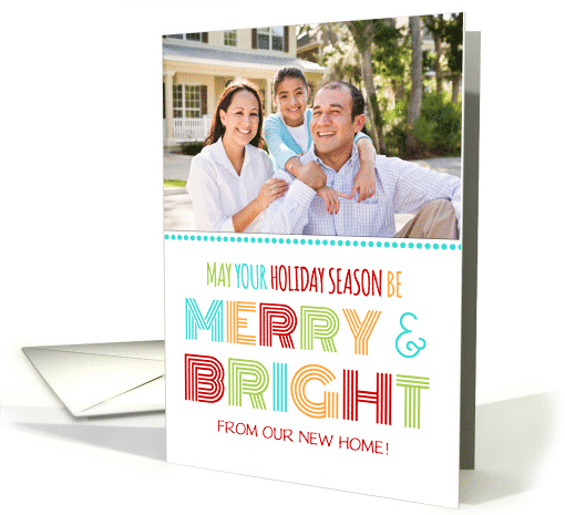 Photo Merry & Bright We've Moved Christmas Card - Colorful Modern card