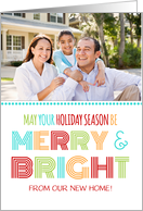 Photo Merry & Bright We’ve Moved Christmas Card - Colorful Modern card