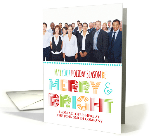 Photo Merry & Bright Corporate Christmas Card - Colorful Modern card