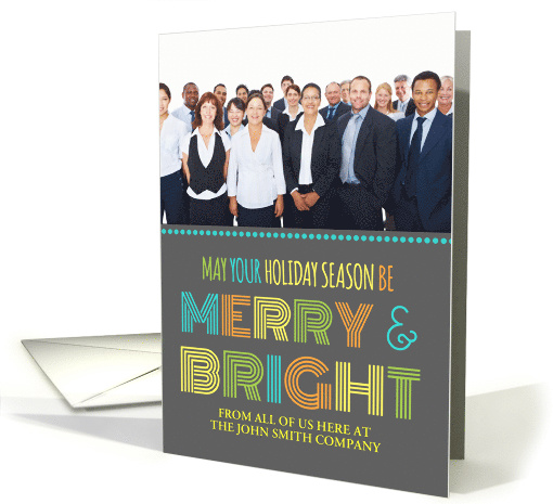 Photo Merry & Bright Corporate Christmas Card - Colorful Modern card