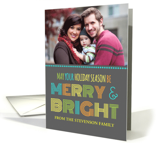 Photo Merry & Bright Christmas Card - Colorful Modern card (1152128)