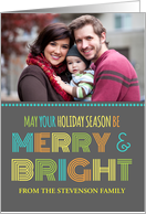 Photo Merry & Bright Christmas Card - Colorful Modern card
