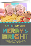 Photo Merry & Bright for Grandparents Christmas Card - Colorful Modern card