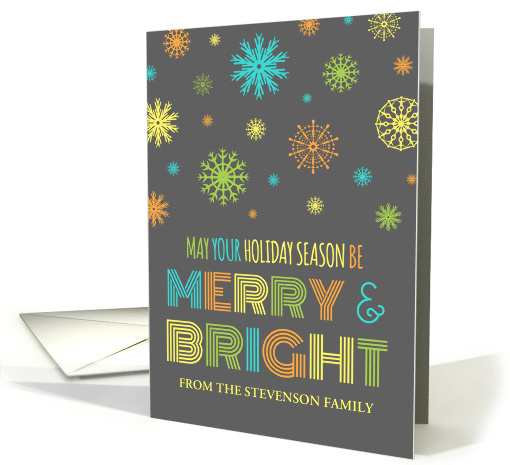 Merry & Bright Christmas Card - Colorful Snowflakes card (1153386)
