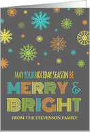 Merry & Bright Christmas Card - Colorful Snowflakes card
