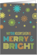 Merry & Bright Corporate Christmas Card - Colorful Snowflakes card