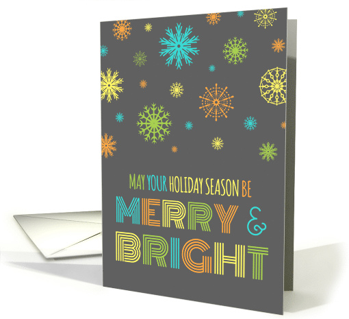 Merry & Bright Christmas Employee Card - Colorful Snowflakes card