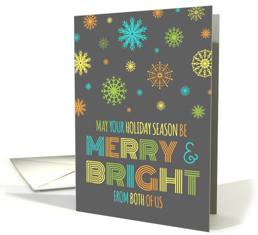 Merry & Bright Christmas from Couple Card - Colorful Snowflakes card
