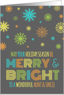 Merry & Bright Christmas Aunt & Uncle Card - Colorful Snowflakes card