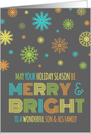 Merry & Bright Christmas Son & Family - Colorful Snowflakes card