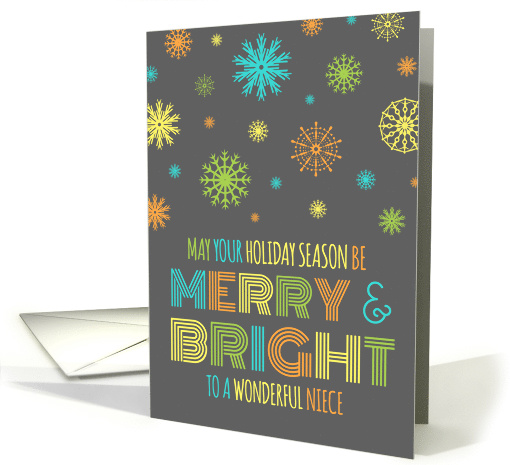 Merry & Bright Christmas Niece - Colorful Snowflakes card (1154600)