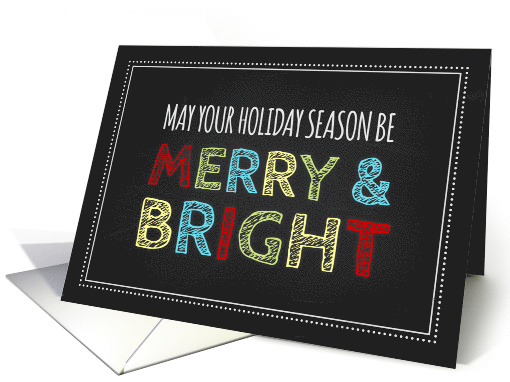 Merry & Bright Employee Christmas Card - Colorful Chalkboard card