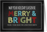 Merry & Bright Realtor Christmas Card - Colorful Chalkboard card
